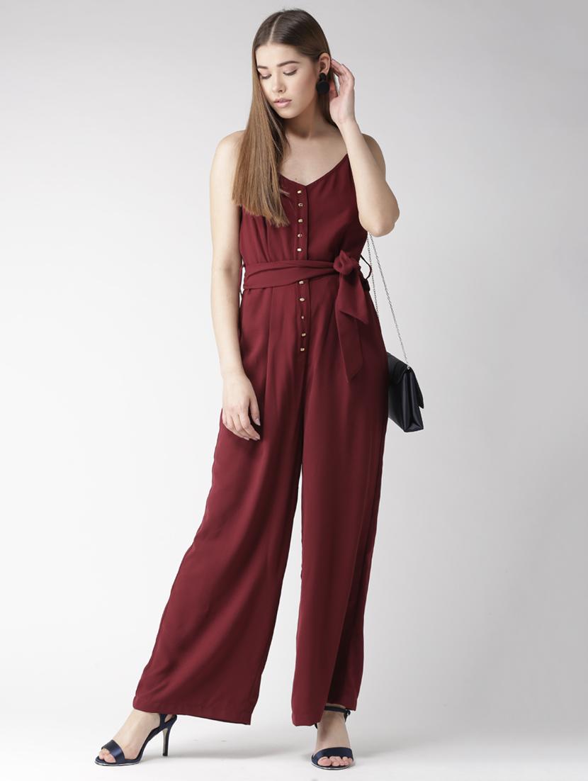 tie-knot wide leg button detail jumpsuit - 16065549 - Zoom Image - 4