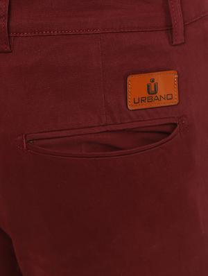 maroon solid chinos - 16065807 - Standard Image - 4