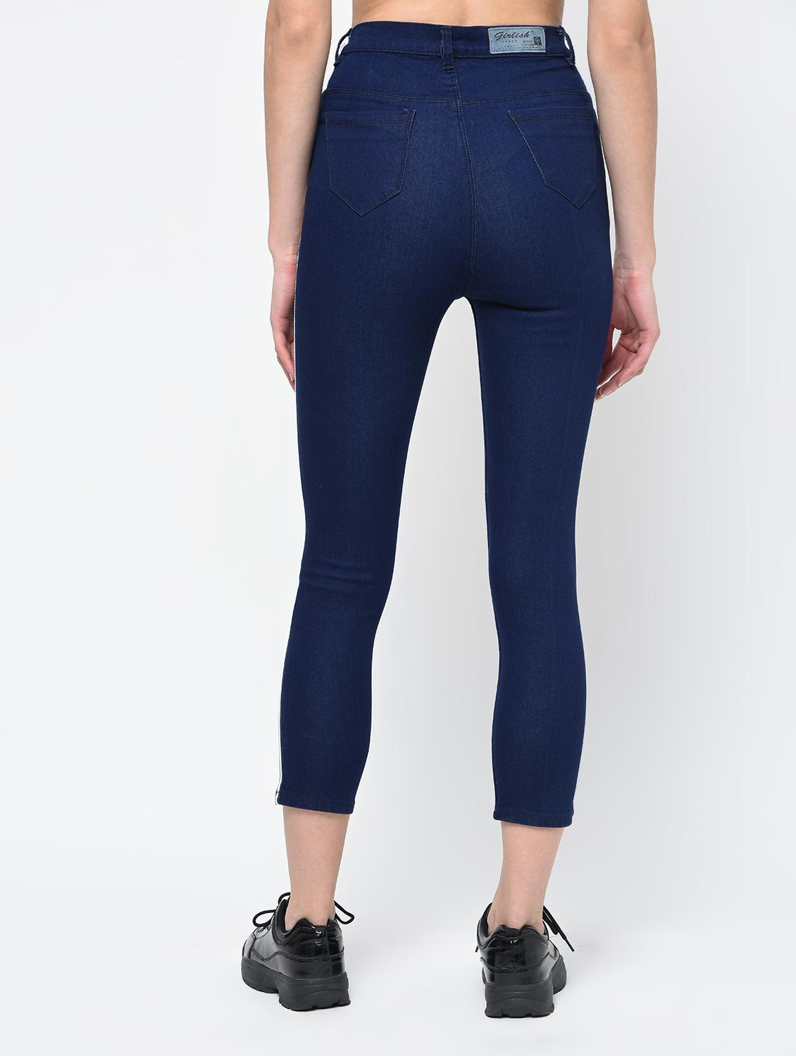 knee slit high rise jeans - 16065950 - Zoom Image - 4