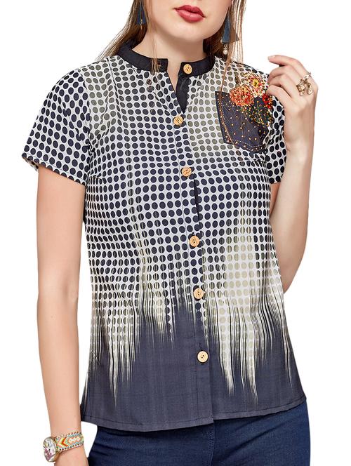 embroidered polka dots shirt - 16066350 - Standard Image - 1