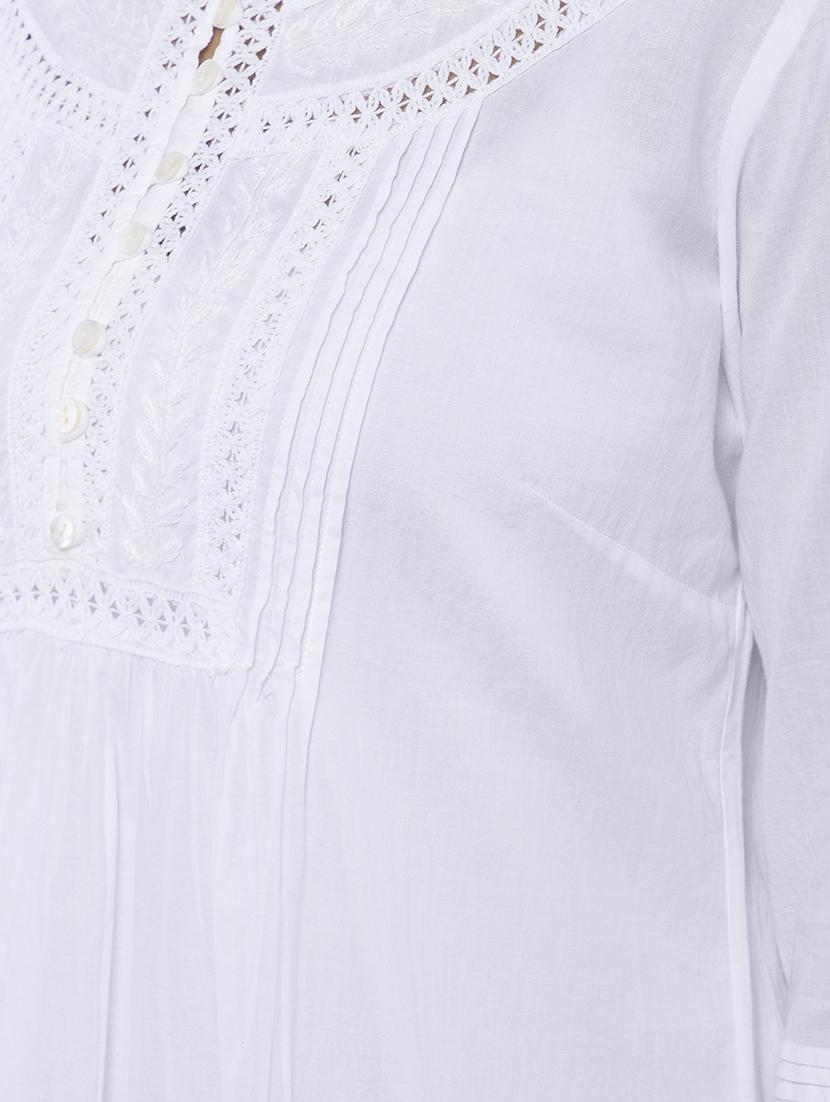 chikankari white kurti - 16066850 - Zoom Image - 4