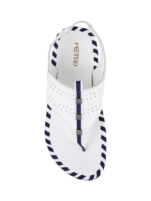 white leather back strap sandals - 16070713 - Standard Image - 4