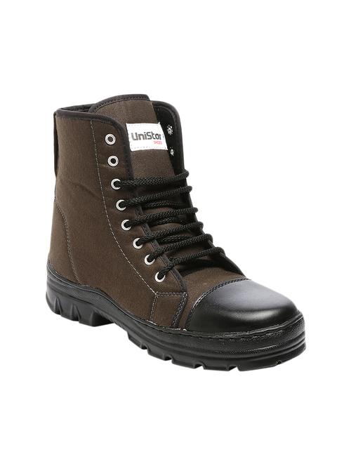 brown canvas high ankle boots - 16077533 - Standard Image - 1