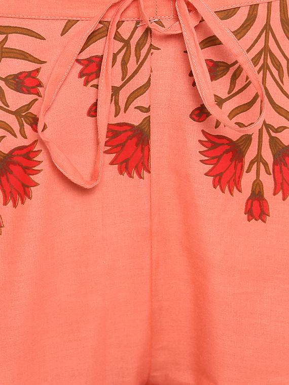 floral print front open kurta with pant set - 16077703 - Zoom Image - 4