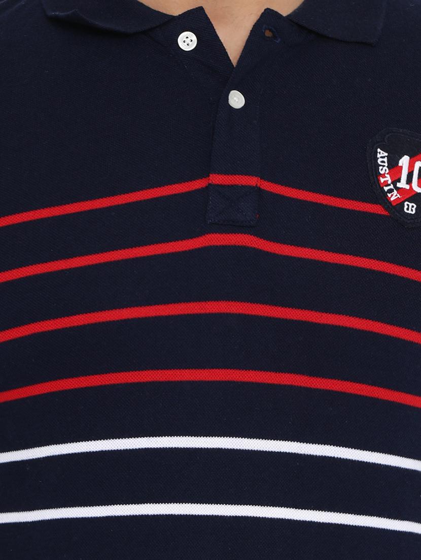 navy blue striped polo t-shirt - 16078026 - Zoom Image - 4