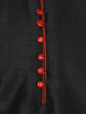black silk blend long kurta pyjama set - 16079729 - Standard Image - 4