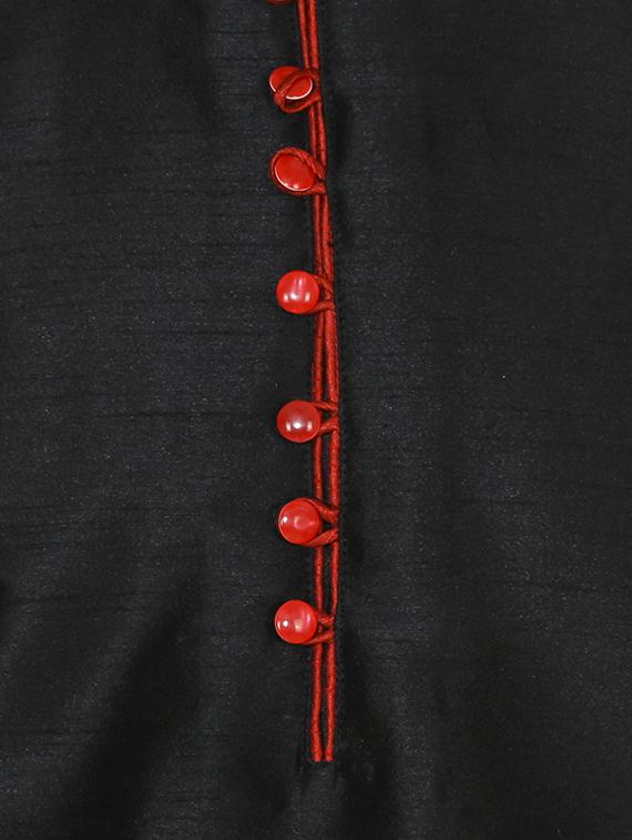 black silk blend long kurta pyjama set - 16079729 - Zoom Image - 4