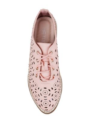 pink leather laceup casual shoes - 16082749 - Standard Image - 4