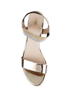 gold patent leather back strap sandals - 16084710 - Standard Image - 4