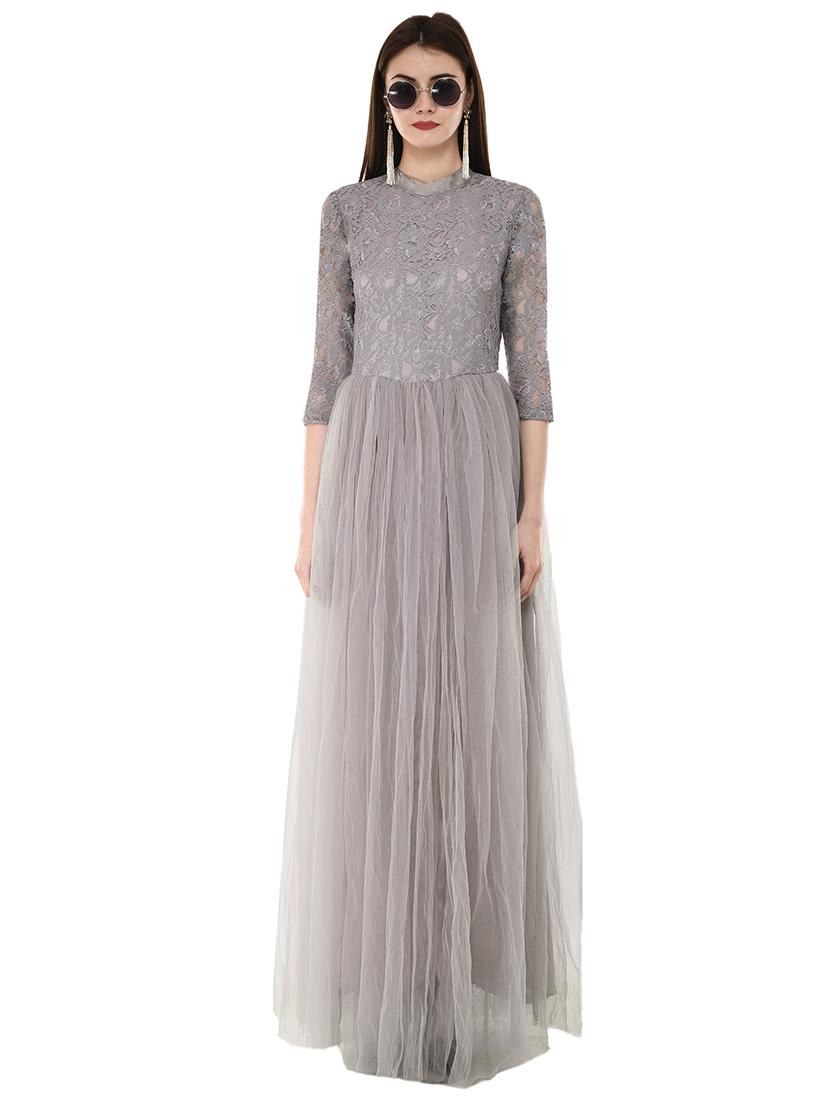 lace panel flared gown - 16084879 - Zoom Image - 4