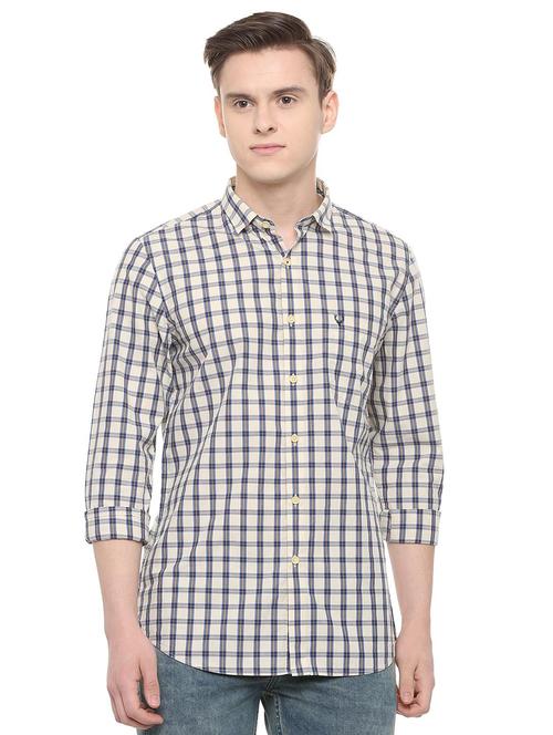 beige checkered casual shirt - 16086080 - Standard Image - 1