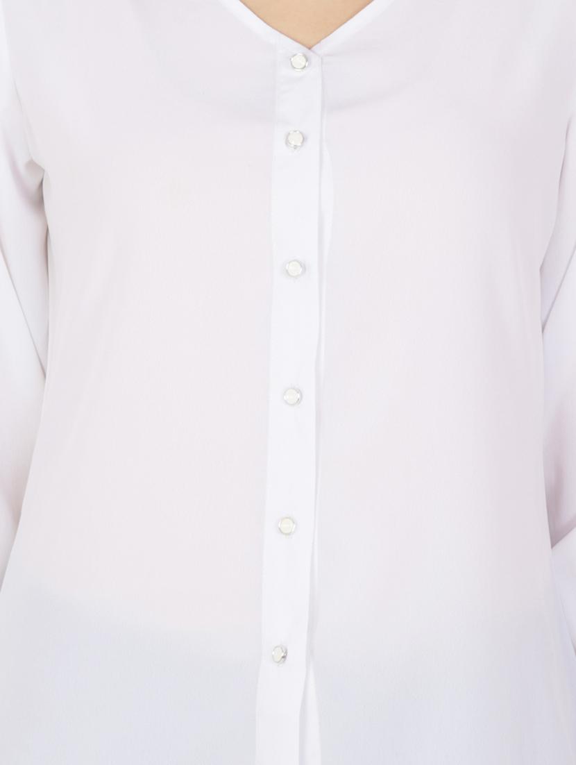 mandarin neck solid shirt - 16087047 - Zoom Image - 4