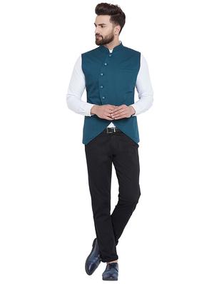 blue cotton nehru jacket - 16087061 - Standard Image - 4