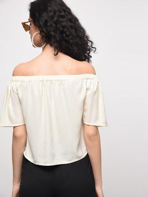 button detail off shoulder top - 16087399 - Standard Image - 4