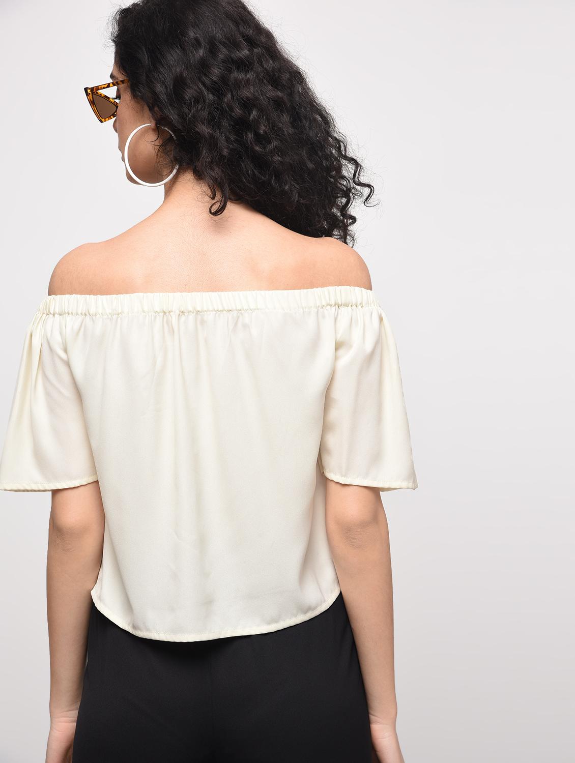 button detail off shoulder top - 16087399 - Zoom Image - 4