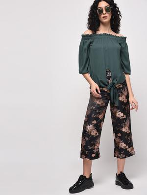 tie knot hem off shoulder top - 16087402 - Standard Image - 4