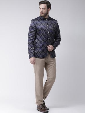 blue printed bandhgala - 16089784 - Standard Image - 4