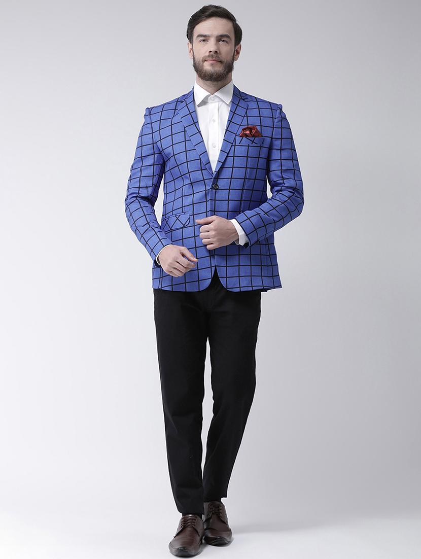 blue checkered casual blazer - 16089787 - Zoom Image - 4