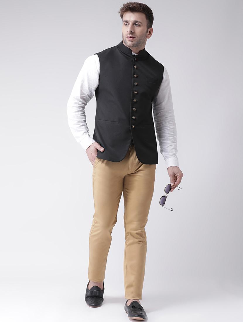 black solid nehru jacket - 16089806 - Zoom Image - 4