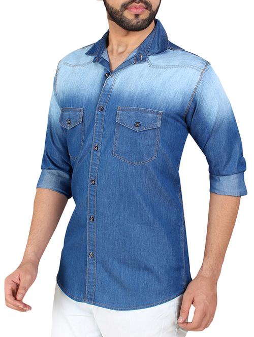 blue faded casual shirt - 16092265 - Standard Image - 1