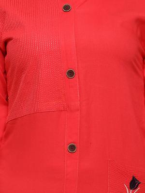 embroidered solid straight kurta - 16092482 - Standard Image - 4