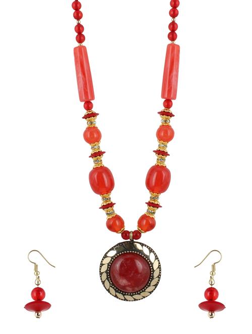 red metal statement necklace - 16094713 - Very Small Image - 1