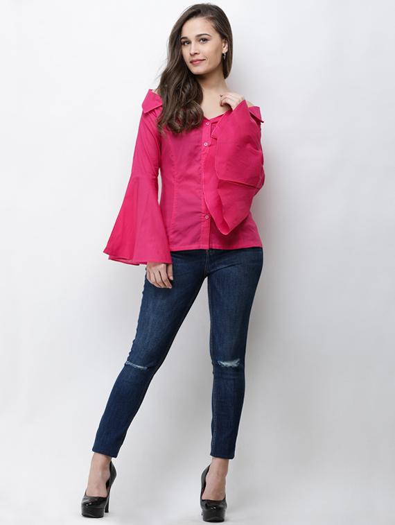 bell sleeved off shoulder shirt - 16095277 - Zoom Image - 4