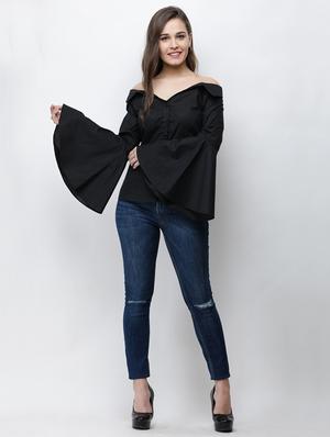 bell sleeved off shoulder shirt - 16095281 - Standard Image - 4