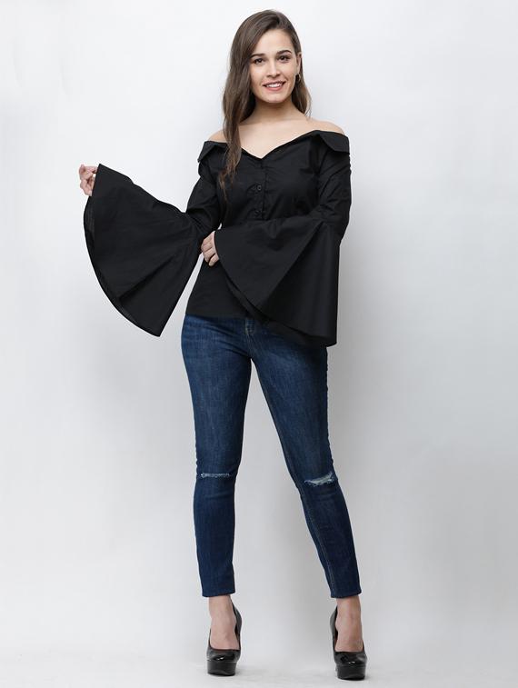 bell sleeved off shoulder shirt - 16095281 - Zoom Image - 4