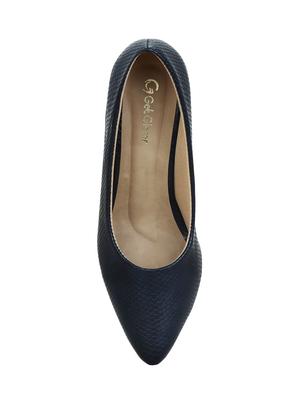 navy faux leather slip on pumps - 16096019 - Standard Image - 4