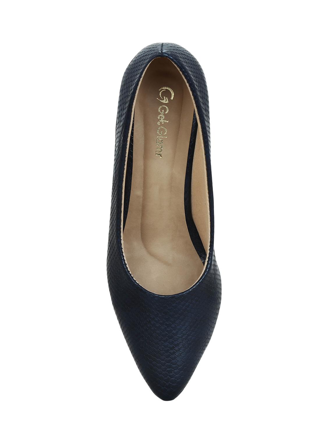 navy faux leather slip on pumps - 16096019 - Zoom Image - 4