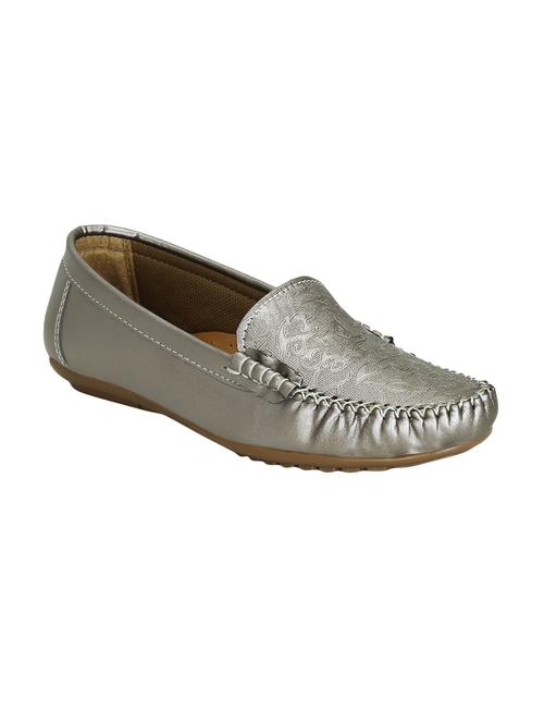 grey faux leather slip on loafers - 16096042 - Standard Image - 1