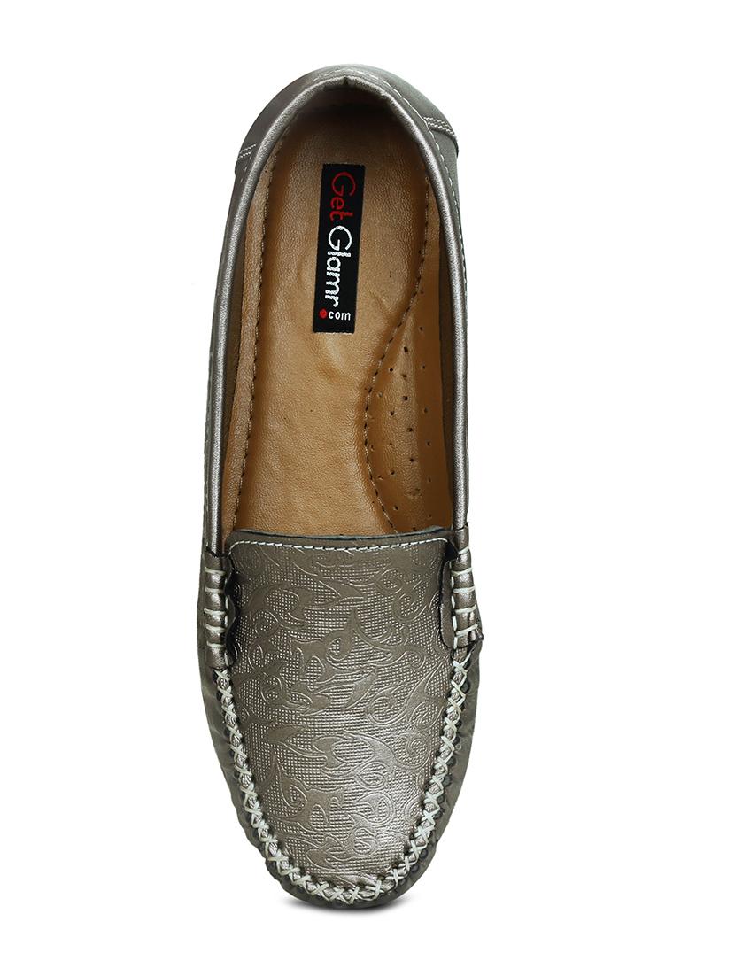 grey faux leather slip on loafers - 16096042 - Zoom Image - 4