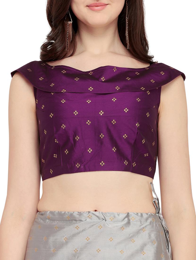 zari motif semi-stitched a-line lehenga - 16099170 - Zoom Image - 4