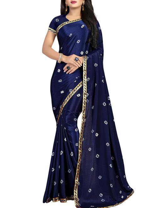 lace border bandhani saree with blouse - 16099769 - Very Small Image - 1