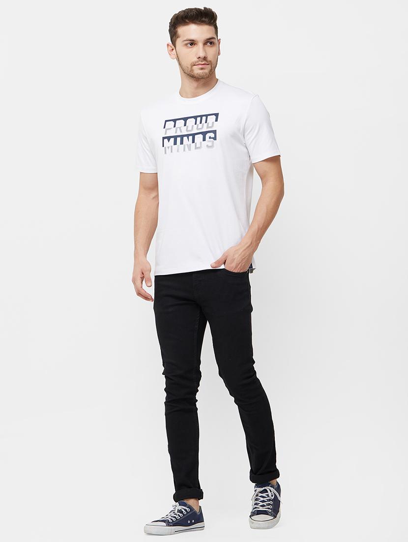 white typographic chest print t-shirt - 16099997 - Zoom Image - 4