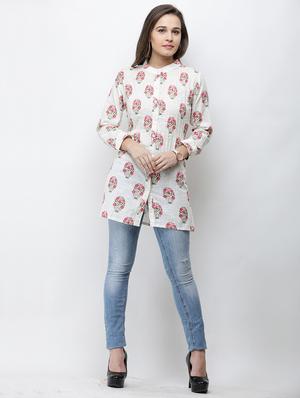 pin tucked block print shirt tunic - 16100958 - Standard Image - 4