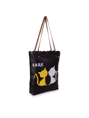 black leatherette (pu) regular shopping bag - 16101207 - Standard Image - 4