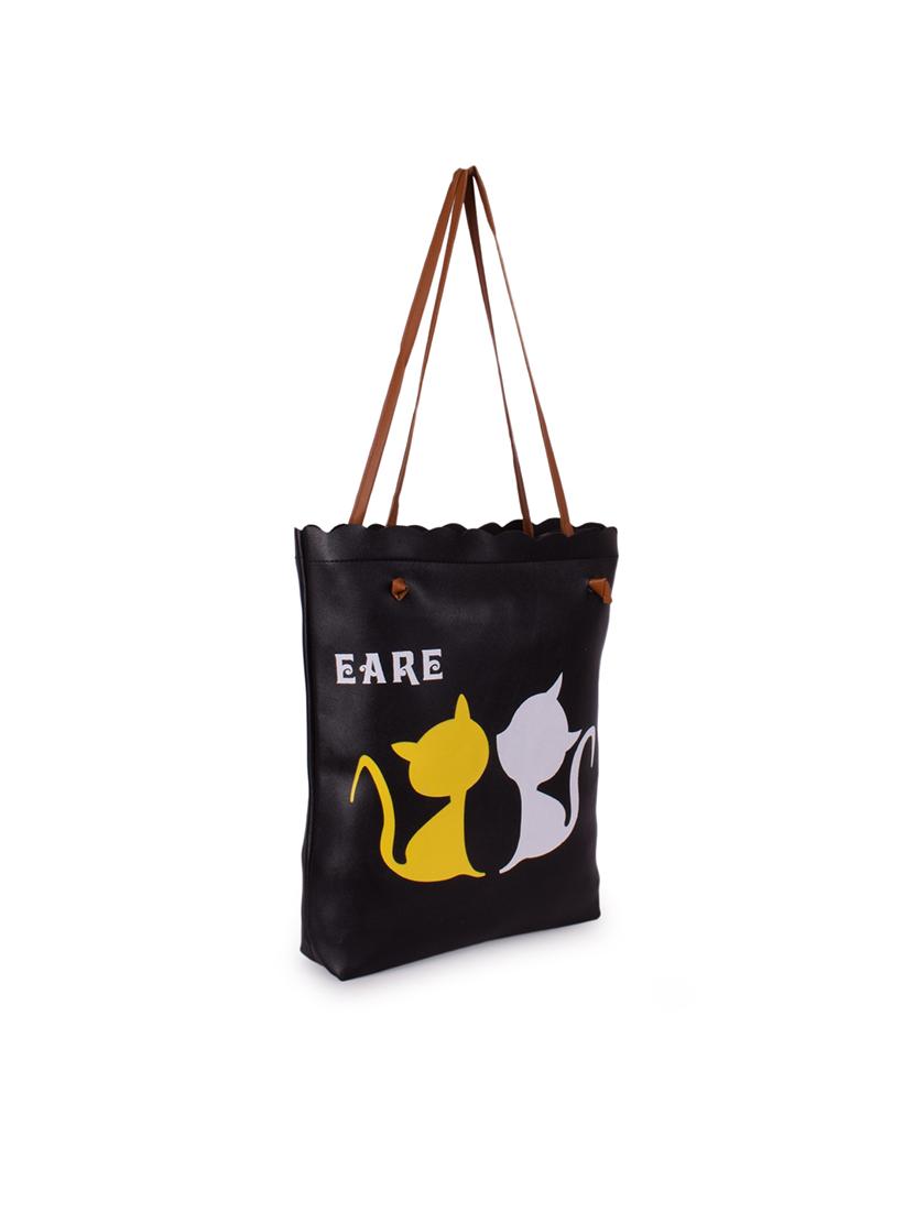 black leatherette (pu) regular shopping bag - 16101207 - Zoom Image - 4