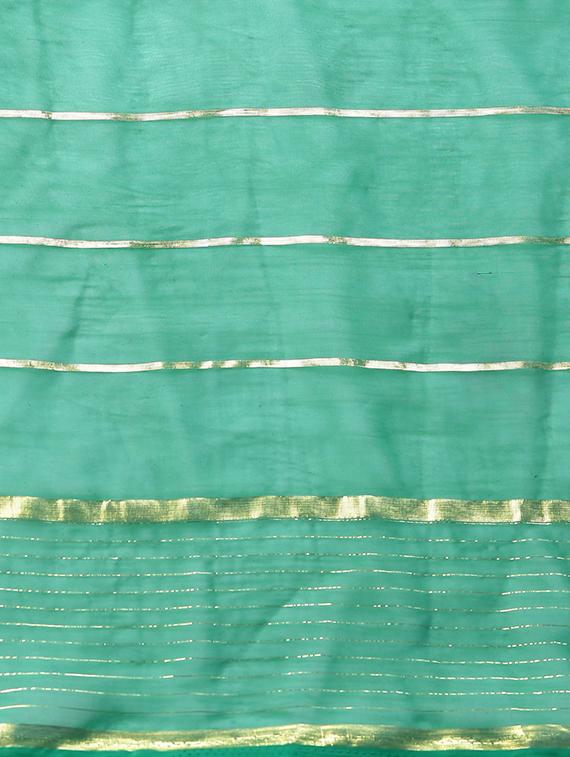 striped foil printed saree with blouse - 16103397 - Zoom Image - 4