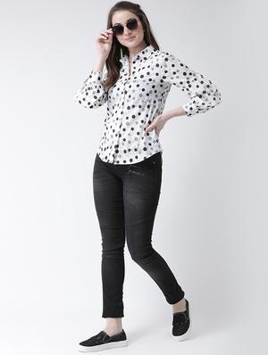 curved hem polka dot shirt - 16103452 - Standard Image - 4