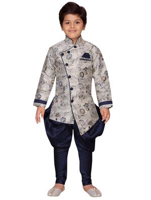 blue silk blend kurta set - 16105696 - Standard Image - 4