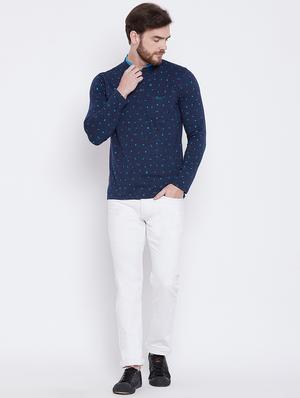 navy blue all over print t-shirt - 16105870 - Standard Image - 4
