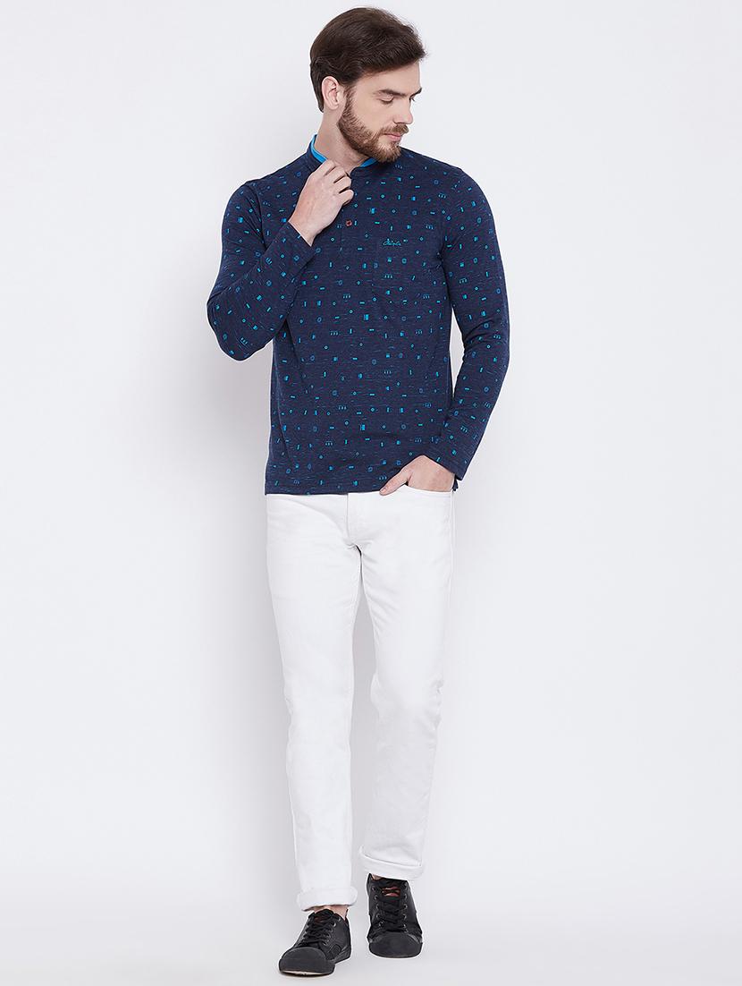 navy blue all over print t-shirt - 16105870 - Zoom Image - 4