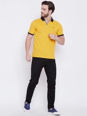 yellow solid collared t-shirt - 16105894 - Standard Image - 4