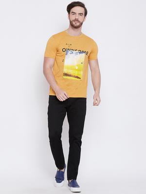 yellow chest print t-shirt - 16105906 - Standard Image - 4