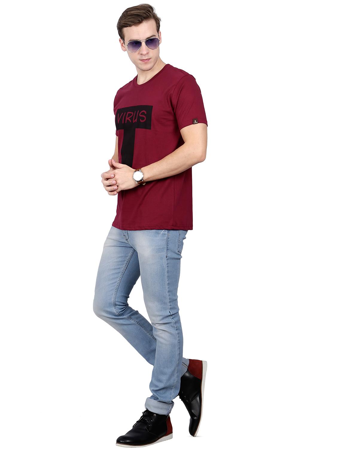 maroon typographic chest print t-shirt - 16106140 - Zoom Image - 4