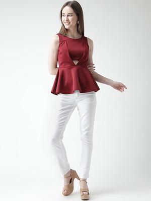 cut out detail peplum top - 16106226 - Standard Image - 4