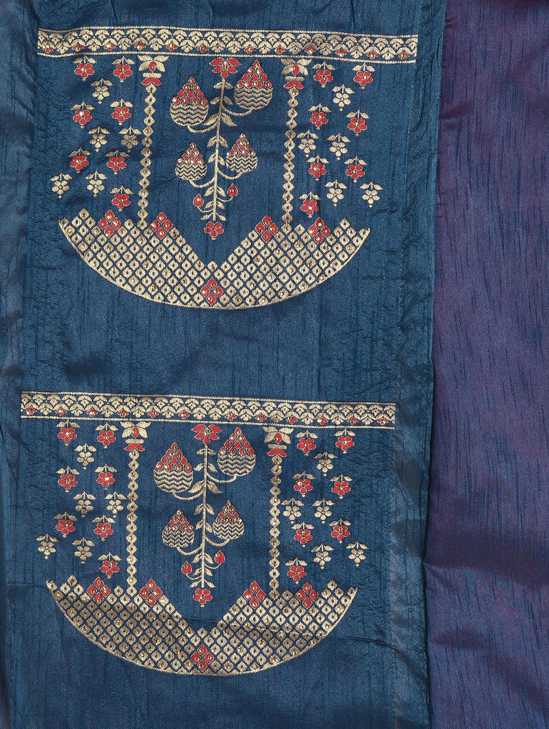 Woven bordered saree with blouse - 16106327 - Zoom Image - 4