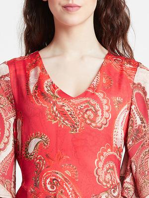 ruffle sleeved paisley asymmetric dress - 16106797 - Standard Image - 4